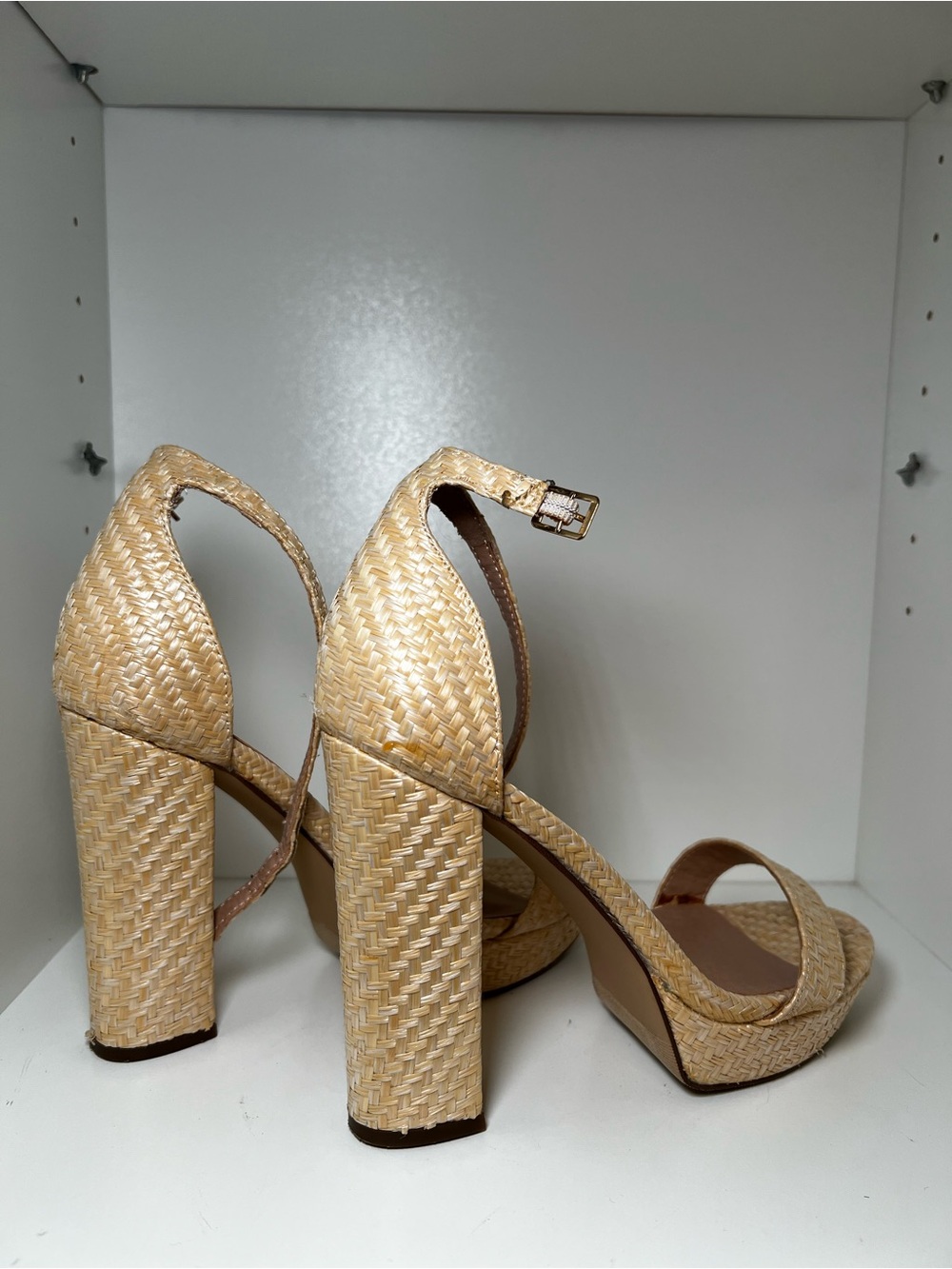 Madden Girl Natural Woven Block Heel Sandals - Picture 3 of 3